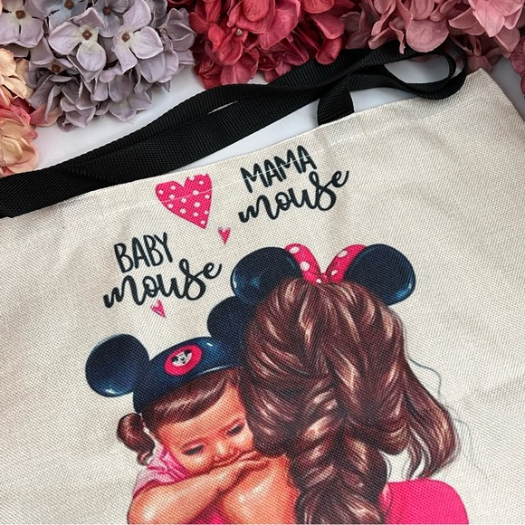 Eco-Friendly Mama Minnie Mouse with Little Baby Mouse Folding Tote Bag - Picture 8 of 15